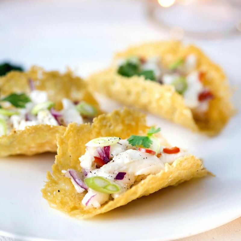 Parmesan cookie with ceviche
